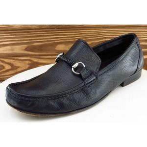 Sandrino Shoes Sz 11.5 M Round Toe Black‎ Loafer Leather Men